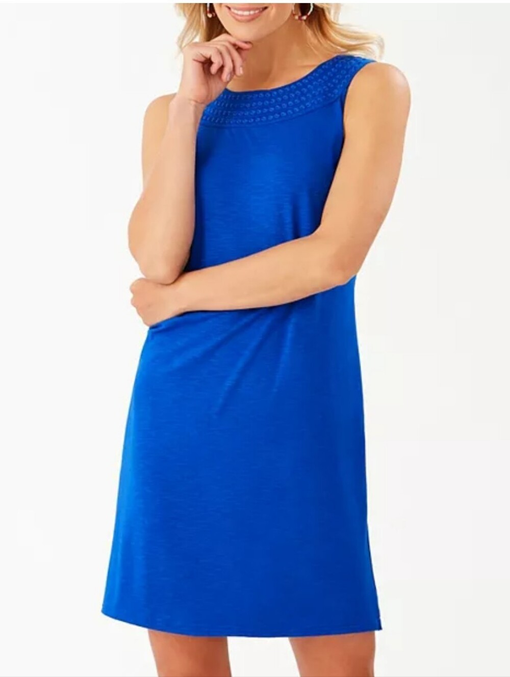 TOMMY BAHAMA PEARL EMBROIDERED SHIFT DRESS - OLD ROYAL BLUE